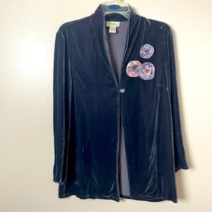 Neiman Marcus Vintage Silk Blend Cardigan Size Medium | Blue | Velvet Feel